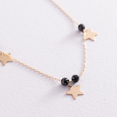 Золотой браслет "Звездочки" на ногу (фианиты) б04886 №3