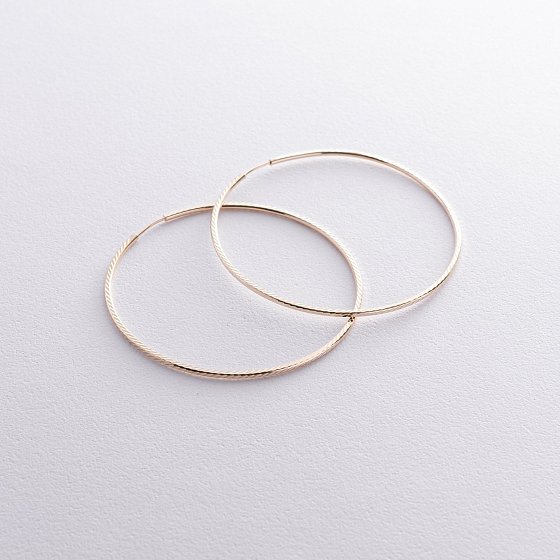 Сережки - кільця в жовтому золоті (5.4 см) с08601 №2