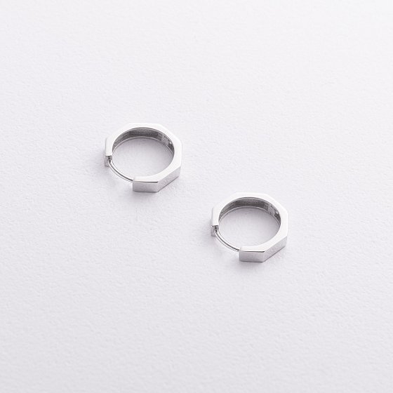 Серьги - кольца "Madison" в белом золоте с09365 №2