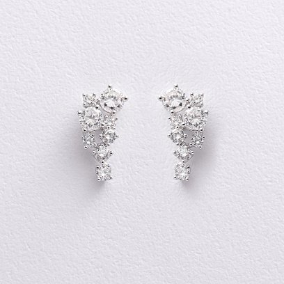 Золотые серьги - пусеты с бриллиантами сб0595nl