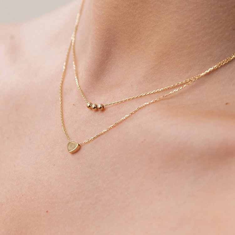 Двойное золотое колье "Шарики и сердечко" кол02301 от ювелирного магазина Оникс - 4