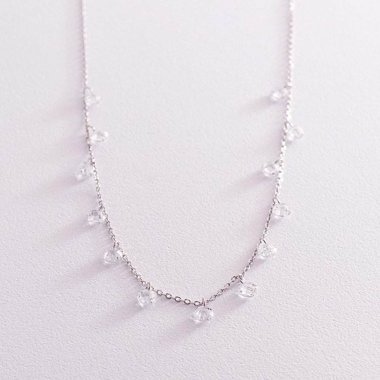 Срібне кольє з фіанітами 18519 від ювелірного магазину Онікс - 1