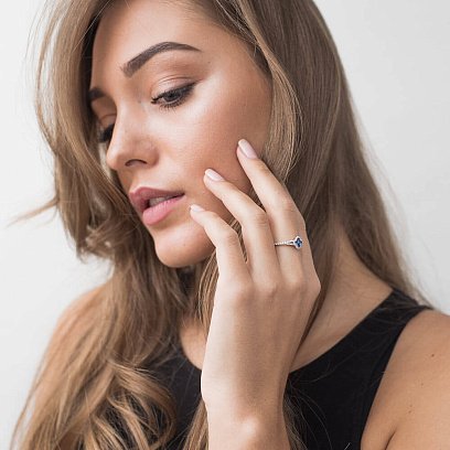 Золота каблучка з діамантами і сапфірами кб0098lg №4