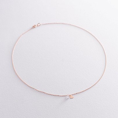 Колье "Сердечки" в красном золоте (фианит) кол01832 №4