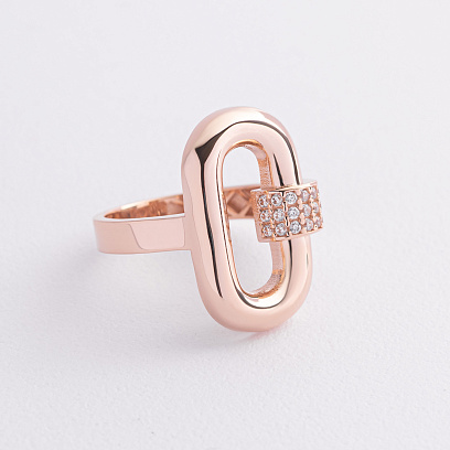 Каблучка "Alice" в червоному золоті (фіаніти) к08366