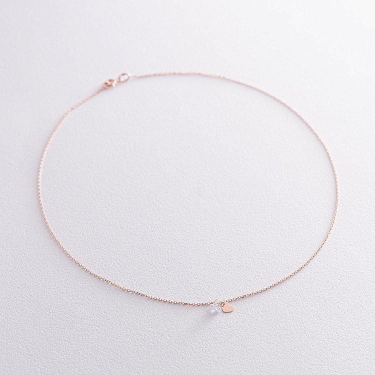 Колье "Сердечки" в красном золоте (фианит) кол01832 от ювелирного магазина Оникс - 3