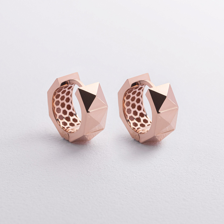 Серьги - кольца "Claire" в красном золоте с09380 от ювелирного магазина Оникс