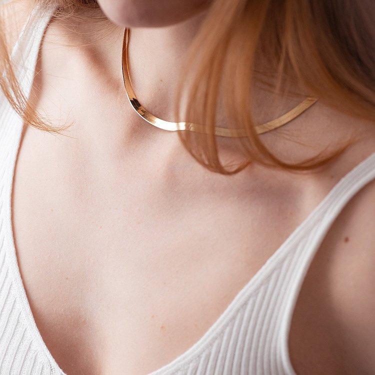 Колье "Наоми" в желтом золоте (снейк) ц00459 от ювелирного магазина Оникс - 17