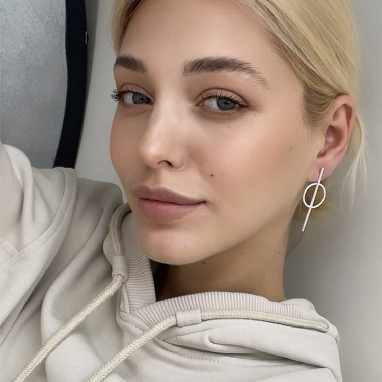 Серебряные серьги - пусеты "Баланс" 123038 от ювелирного магазина Оникс - 5