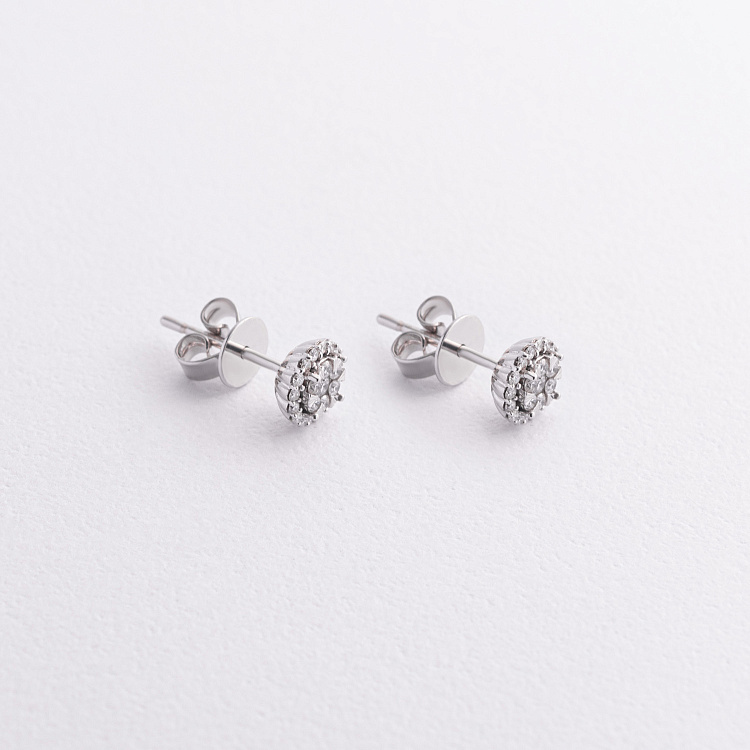 Золотые серьги - пусеты с бриллиантами сб0635ca от ювелирного магазина Оникс - 1