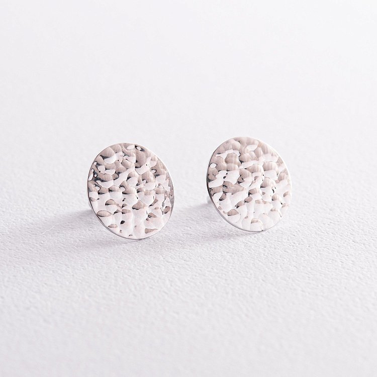 Сережки - пусети "Теона" у білому золоті с07885 від ювелірного магазину Онікс - 3