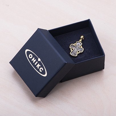 Серебряный крестик с позолотой «Господь Вседержитель. Икона Божией Матери «Неупиваемая Чаша» 131671 №2