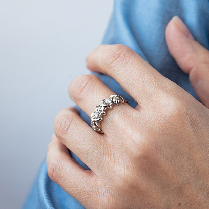 Каблучка "Rosie" з фіанітами (біле золото) к08315 №2