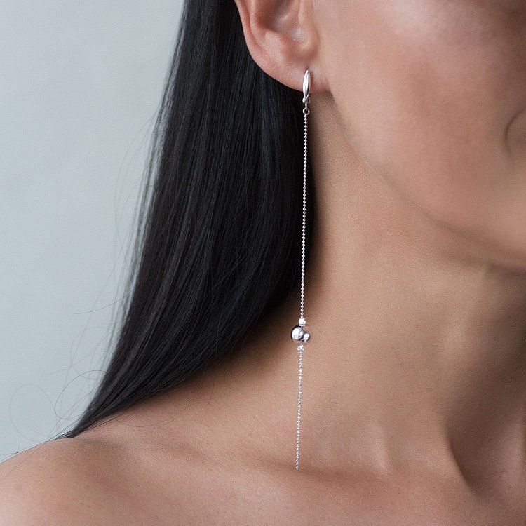 Срібні сережки "Кульки" 122559 від ювелірного магазину Онікс - 9