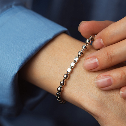 Золотой браслет "Кубики - шарики" б05559 №4