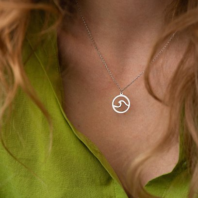 Серебряное колье "Волна" 908-01326 №10