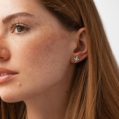 Срібні сережки - пусети "Zoe" з фіанітами 1515 №2