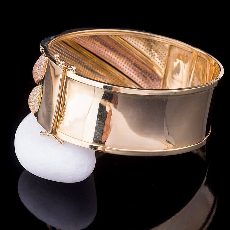 Браслет з жовтого і білого золота з фіанітами б01126 від ювелірного магазину Онікс - 2