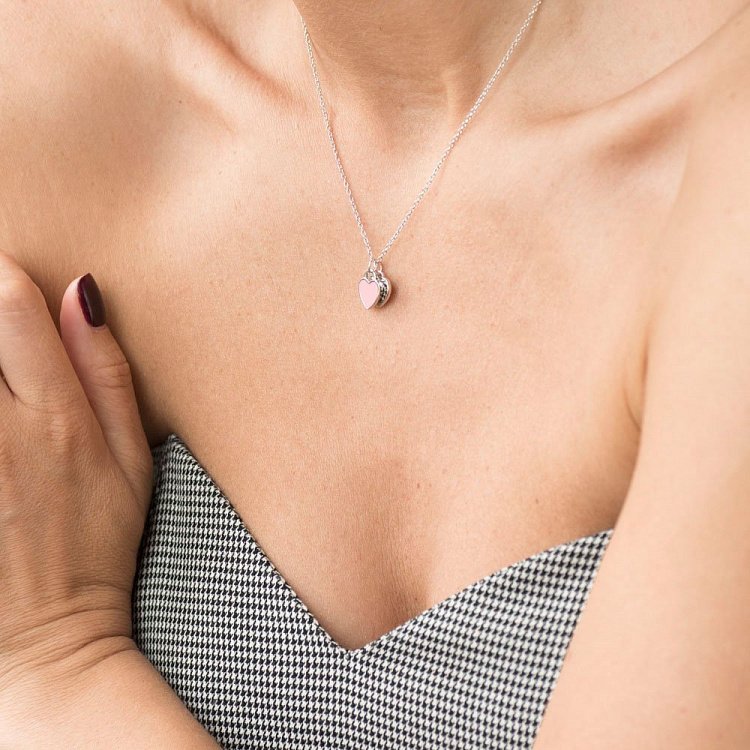 Серебряное колье с сердечками (эмаль) 18642 от ювелирного магазина Оникс - 4