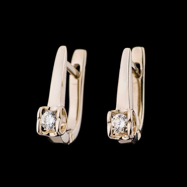 Золоті сережки з діамантами е0692ж від ювелірного магазину Онікс