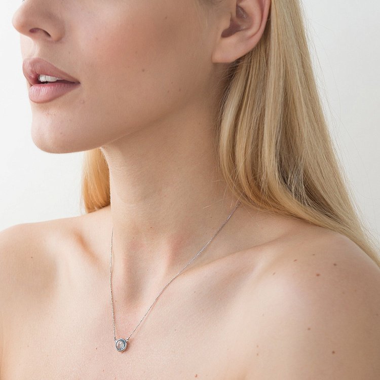 Золоте кольє з блакитним топазом кол01325 від ювелірного магазину Онікс - 4