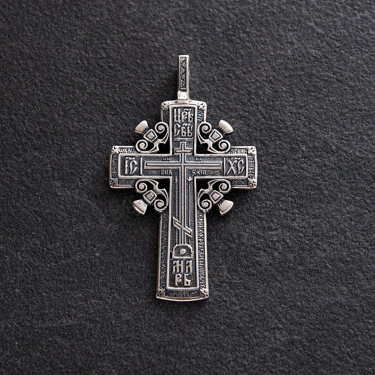 Православный крест " Голгофский крест" (чернение) 13501 от ювелирного магазина Оникс