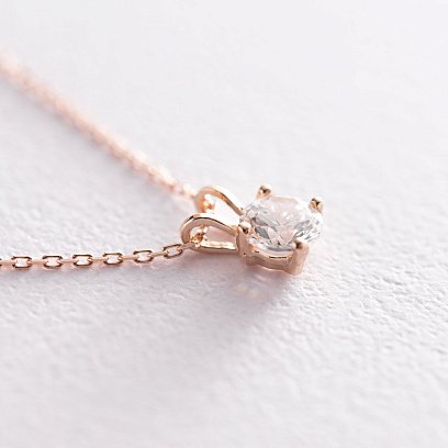 Золотое колье с одним фианитом кол01382 №3