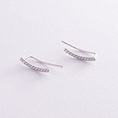 Золотые серьги - клаймберы с бриллиантами 333321121 №3