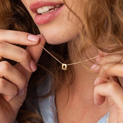 Колье с буквой "В" в желтом золоте кол01164В №13