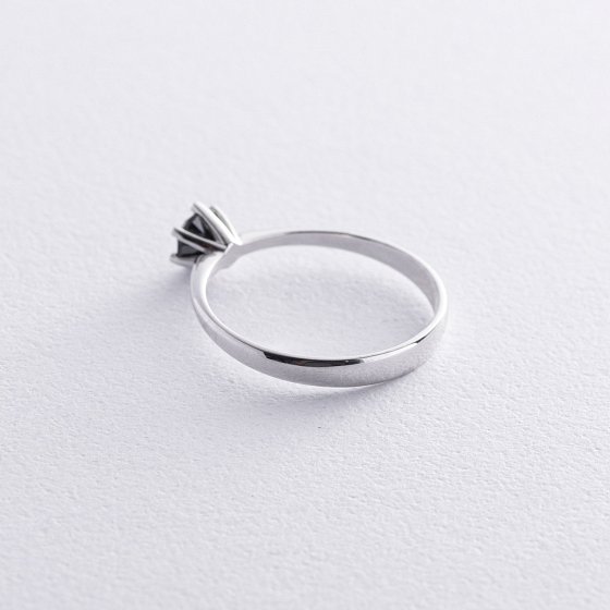 Помолвочное кольцо с черным бриллиантом (белое золото) 236071122 №3