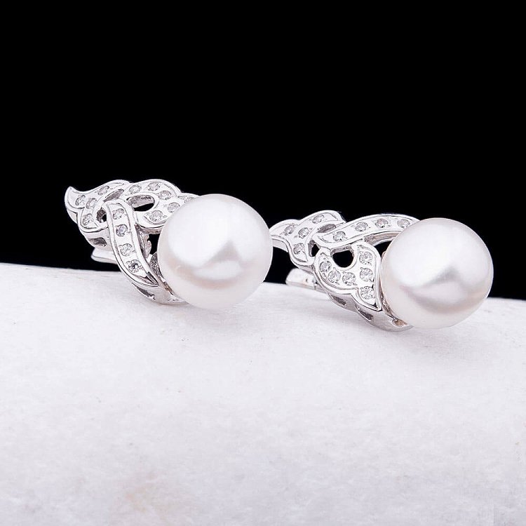 Золотые серьги с культивированным пресноводным жемчугом с382 от ювелирного магазина Оникс - 2