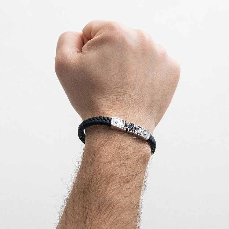 Каучуковий браслет з білого золота (фіаніти) б03993 від ювелірного магазину Онікс - 3