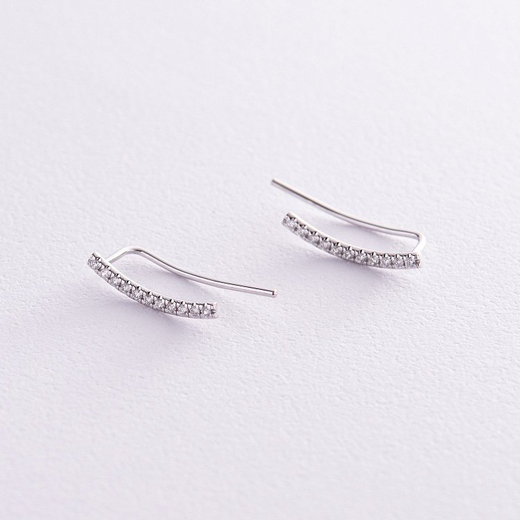 Золотые серьги - клаймберы с бриллиантами 333321121 от ювелирного магазина Оникс - 2