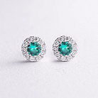 Сережки - пусети в білому золоті (діаманти, смарагди) сб0716mi от ювелирного магазина Оникс