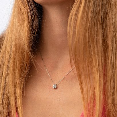 Серебряное колье с фианитом 18556 №4