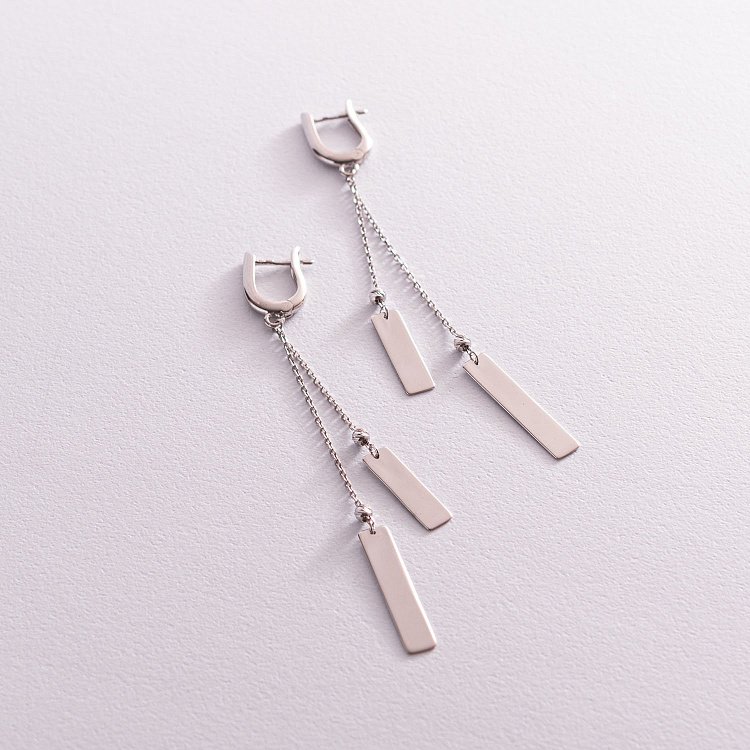 Срібні висячі сережки "Геометрія" 123079 від ювелірного магазину Онікс