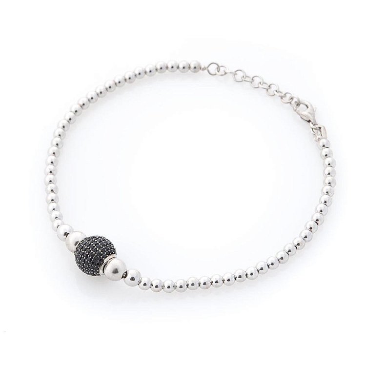 Золотий браслет з кульками (чорні фіаніти) б03582 від ювелірного магазину Онікс - 3