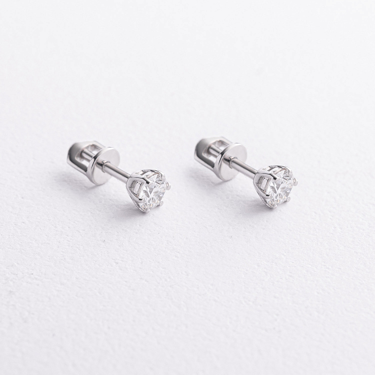 Серьги - пусеты в белом золоте (бриллианты) сб0735м от ювелирного магазина Оникс - 2