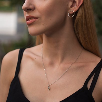 Сережки - пусети Великий кругообіг в сріблі 1.9 см 122547 №19