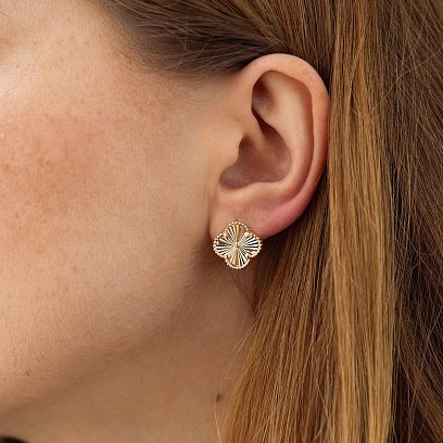 Сережки "Конюшина" в червоному золоті с08851 №2