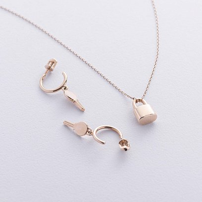 Золоті сережки - пусети "Ключики" с07394 №10