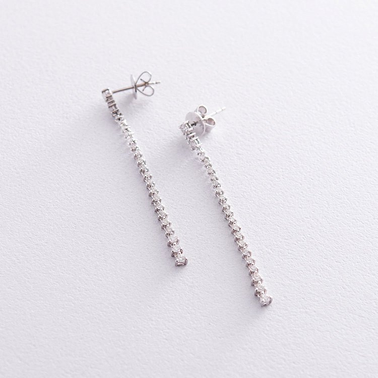 Золотые серьги - пусеты с бриллиантами E00615mi от ювелирного магазина Оникс - 2