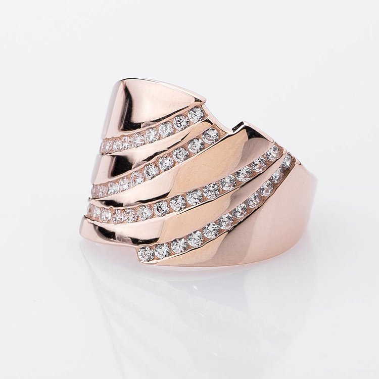 Золотое кольцо (фианиты) к04788 от ювелирного магазина Оникс - 1