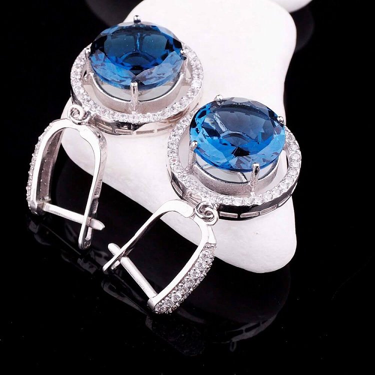 Золоті сережки з топазом і фіанітами с416 від ювелірного магазину Онікс - 2