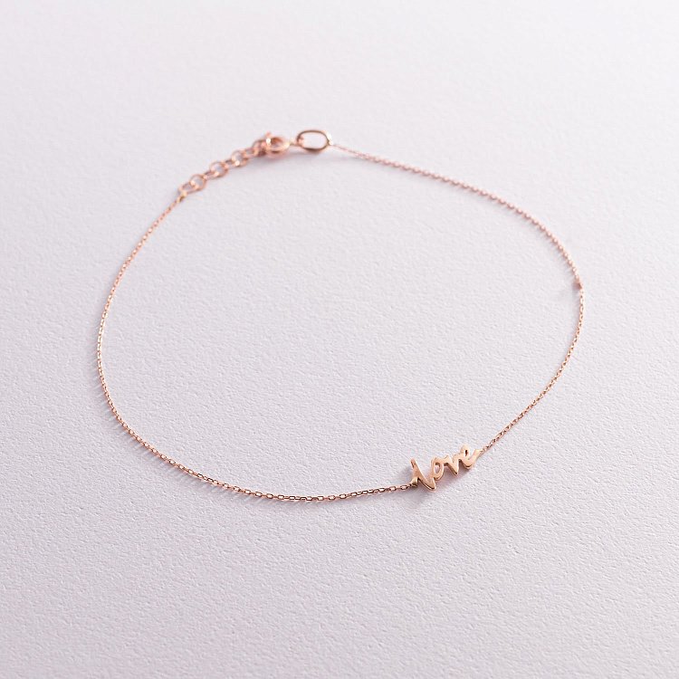 Золотой браслет "Love" на ногу б04858 от ювелирного магазина Оникс