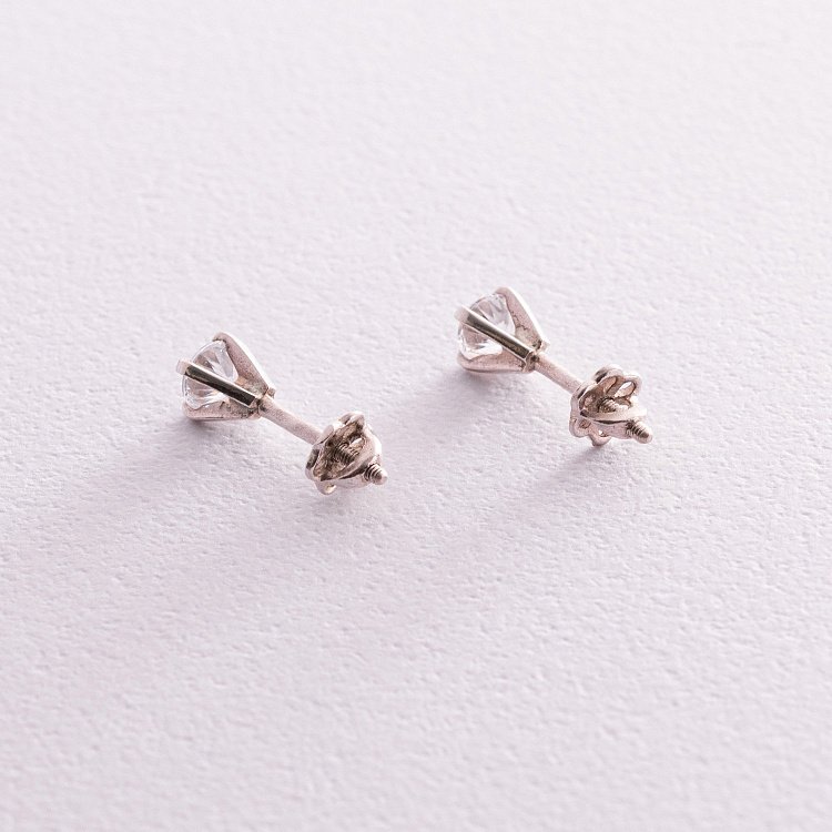 Срібні сережки-пусети з фіанітами (5мм) 12328 від ювелірного магазину Онікс - 2