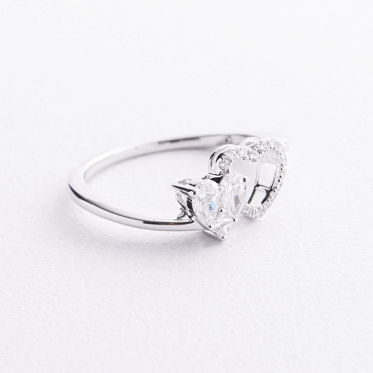 Золота каблучка "Сердечки" з діамантами кб0665va від ювелірного магазину Онікс - 1