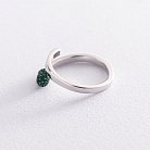 Серебряное кольцо "Спичка" (зеленые фианиты) 112596 от ювелирного магазина Оникс - 2