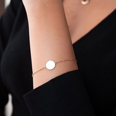 Браслет "Монетка" в жовтому золоті (можливе гравіювання) б04916 №7