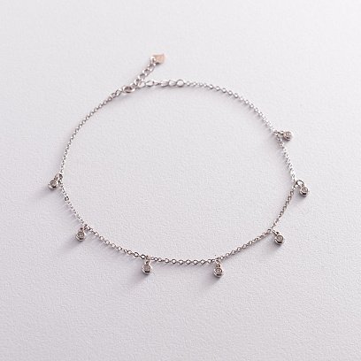 Срібний браслет на ногу з фіанітами 141599